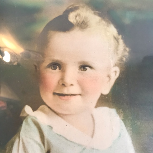 Antique Baby Photo Convex Bubble Glass Frame 10.5 X 16.5” Rectangle Colorized - Picture 2 of 13